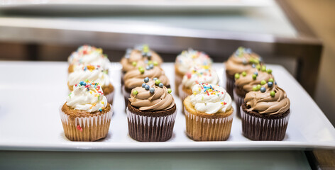 Muffins on white plate