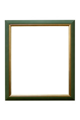 Obraz premium Green wooden picture frame on white background