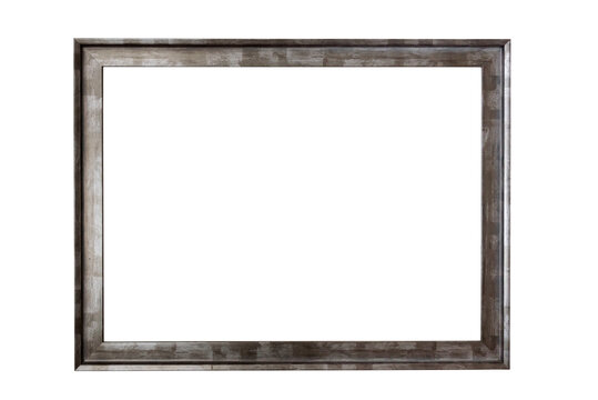 Metal picture frame on white background
