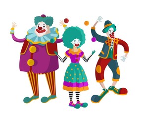 three happy clowns