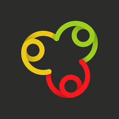 Color sign of unity and family vector template with the multiplier effect and transparency on white background.