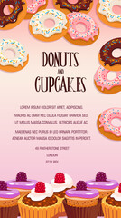 Cupcake and donut pastry dessert banner design