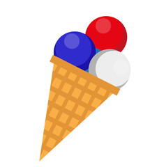 Ice cream icon, flat style. 4th july concept. Isolated on white background. Vector illustration