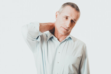 Obraz premium Mature man with neck pain