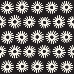 Vector seamless sunburst shapes freehand pattern. Abstract background with round brush strokes. Hand drawn texture