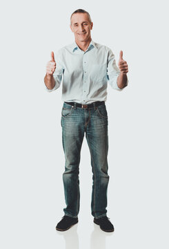 Mature man gesturing ok sign