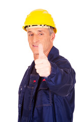 Repairman showing thumbs up
