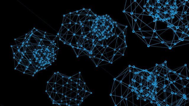Abstract blue waving 3D grid or mesh of pulsating geometric objects. Use as abstract landscape. Blue geometric vibrating environment or pulsating math or chemical background