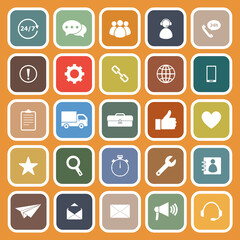 Customer service flat icons on orange background