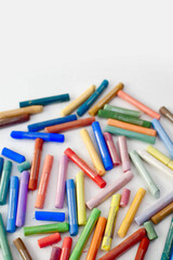 Color art pastel drawing. White background. View from above.