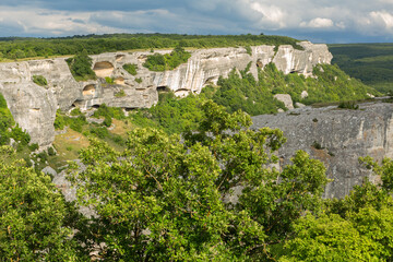 Fototapeta premium Beautiful view from above to Cave City Eski-Kermen in Crimea