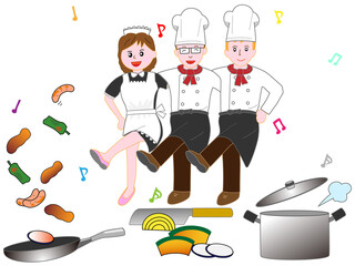 コックとメイドのダンス