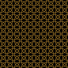 Seamless modern luxury circular gold pattern. Golden geometry, circle seamless festive style fabric background. Endless metallic swatch. Vector.
