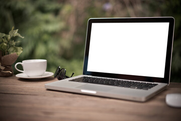 Fototapeta premium Mock up Blank screen of Laptop