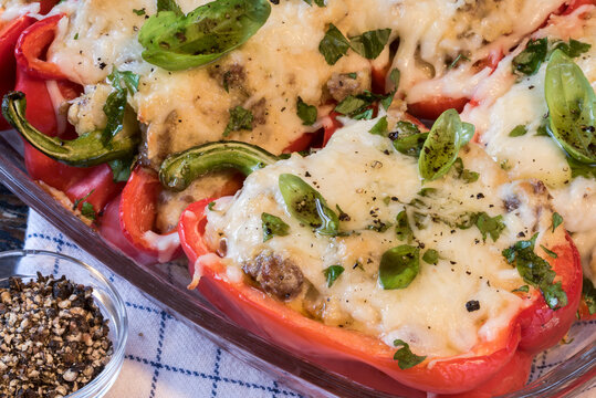 Sausage and Grits Stuffed Peppers