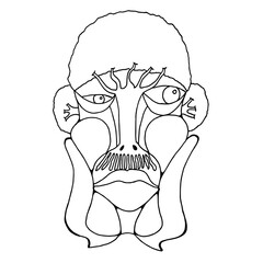Outline art of face man on white background.