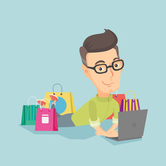 Man shopping online vector illustration.