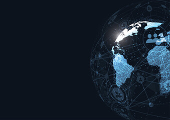 Global network connection. World map point and line composition concept of global business. Vector Illustration