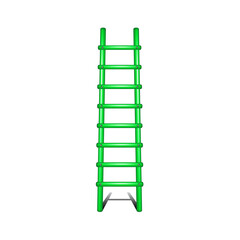 Wooden ladder in green design with shadow leading up 