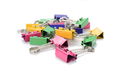 Color binder clips. Illustration on white background for design