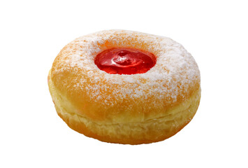 Fresh donuts with jam in the bakery for celebration