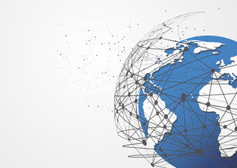 Global network connection. World map point and line composition concept of global business. Vector Illustration