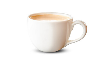 Close up of a cup of coffee isolated on whit background with clipping path 