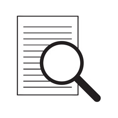 File search icon. Document page with magnifier tool . minimal style Icon vector Eps10