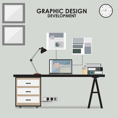 Graphic Design Development Workspace Vector illustration.