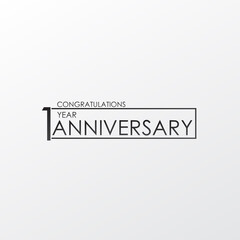 black color elegant and simple 1 year anniversary. lines vector design for family, shop, business, company, or various event Print