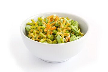 Cowslip creeper flower in white ceramic bowl on white background