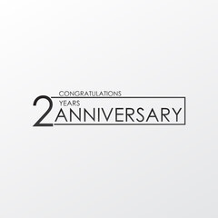 black color elegant and simple 2 years anniversary. lines vector design for family, shop, business, company, or various event Print