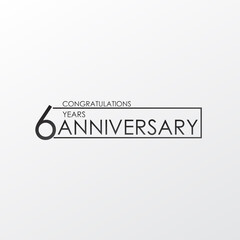 black color elegant and simple 6 years anniversary. lines vector design for family, shop, business, company, or various event Print