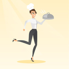 Running chef cook vector illustration.