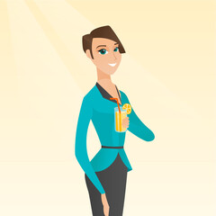 Woman drinking cocktail vector illustration.