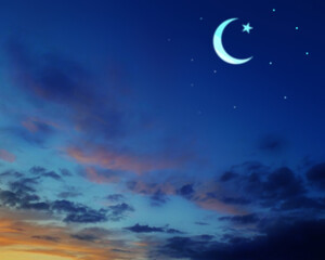 Obraz na płótnie Canvas Ramadan Kareem background with moon and stars.