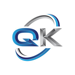 Simple initial letter logo modern swoosh QK