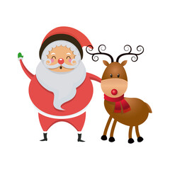 cute santa claus with reindeer christmas image vector illustration