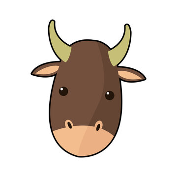 cartoon cute ox animal manger character vector illustration