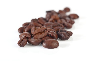 roasted coffee beans isolated in white background cutout