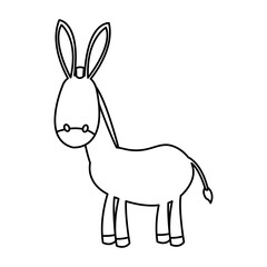 Fototapeta na wymiar outlined donkey manger animal nativity vector illustration
