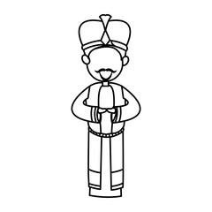 manger cartoon wise king christmas celebration, outline image vector illustration
