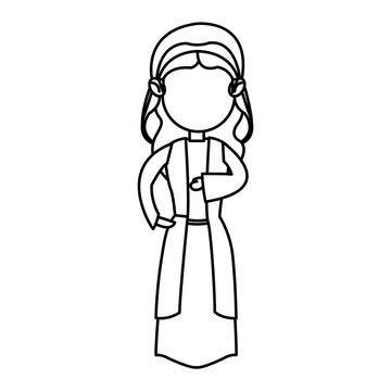 recommend clip art: cartoon virgin mary manger christmas, outline icon vector illustration