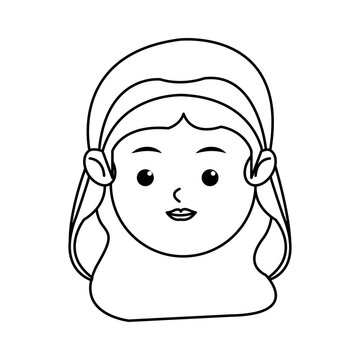 recommend clip art: cute face virgin mary manger cartoon, outline icon vector illustration