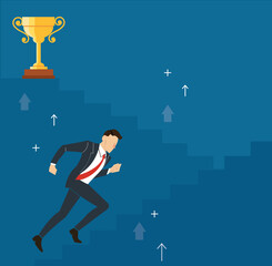 businessman running to success vector illustration