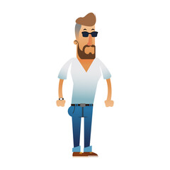 bearded man wearing tight v neck shirt  icon image vector illustration design 