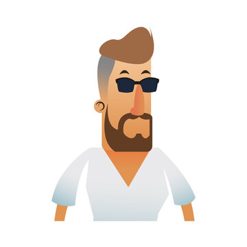 bearded man wearing tight v neck shirt  icon image vector illustration design 