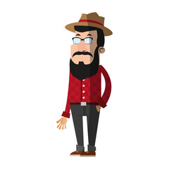 man wearing hat with hipster style character  icon image vector illustration design 