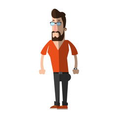 bearded man wearing tight v neck shirt  icon image vector illustration design 
