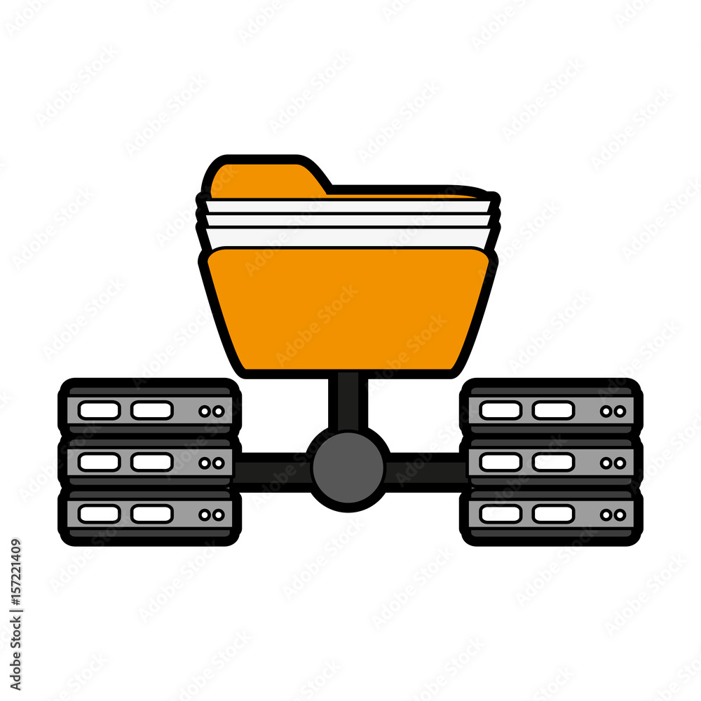 Poster file folder with server web hosting related icon image vector illustration design 